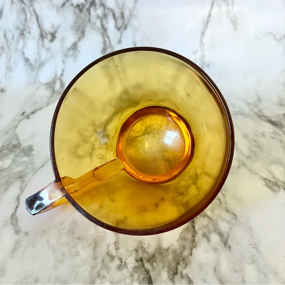 Vintage Anchor Hocking amber button and daisy snack plate with mug - Picture 4 of 8